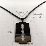 Gothic Blade Razor Pendant Necklace Men Stainless Steel Chain Jewelry
