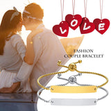 Personalized ID Bracelet Women, Engraved Name Stainless Steel Couples Gift