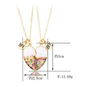 2 Pcs BFF Heart Pendant Couple Chain Necklace Friendship Jewelry
