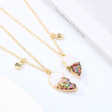 2 Pcs BFF Heart Pendant Couple Chain Necklace Friendship Jewelry