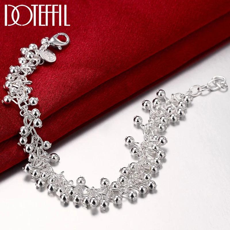 925 Silver Grapes Beads Bracelet Wedding Engagement Jewelry