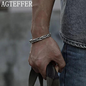 925 Silver Twist Texture Bangles Vintage Thai Bracelet