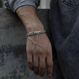 925 Silver Twist Texture Bangles Vintage Thai Bracelet