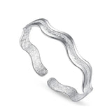 925 Silver Ripple Whirl Bracelet Open Cuff Bangle