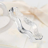 925 Silver Ripple Whirl Bracelet Open Cuff Bangle
