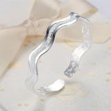 925 Silver Ripple Whirl Bracelet Open Cuff Bangle