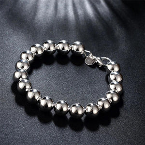 925 Silver 10mm Ball Beads Bracelet Wedding Charm Jewelry