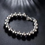 925 Silver 10mm Ball Beads Bracelet Wedding Charm Jewelry