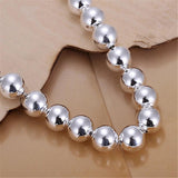 925 Silver 10mm Ball Beads Bracelet Wedding Charm Jewelry