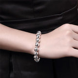 925 Silver 10mm Ball Beads Bracelet Wedding Charm Jewelry