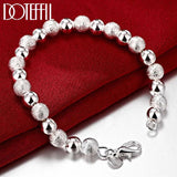 925 Sterling Silver 8mm Bead Chain Bracelet For Woman