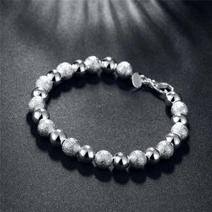 925 Sterling Silver 8mm Bead Chain Bracelet For Woman
