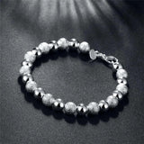 925 Sterling Silver 8mm Bead Chain Bracelet For Woman