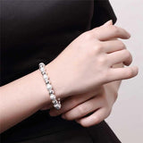 925 Sterling Silver 8mm Bead Chain Bracelet For Woman