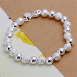 925 Sterling Silver 8mm Bead Chain Bracelet For Woman