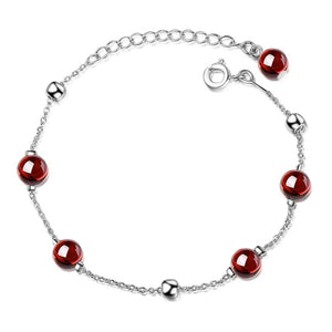 925 Silver Garnet Bracelets for Women, Small Red Bead Jewelry Gift