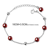 925 Silver Garnet Bracelets for Women, Small Red Bead Jewelry Gift