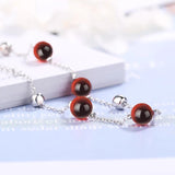 925 Silver Garnet Bracelets for Women, Small Red Bead Jewelry Gift