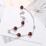925 Silver Garnet Bracelets for Women, Small Red Bead Jewelry Gift