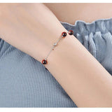 925 Silver Garnet Bracelets for Women, Small Red Bead Jewelry Gift