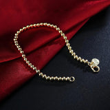 925 Sterling Silver 4mm Beads Ball Chain Bracelet Lady Gift