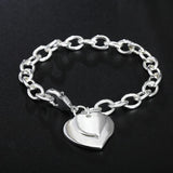 925 Silver Double Heart Pendant Bracelet Wedding Jewelry