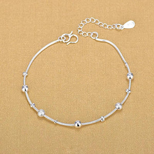 Silver Snake Chain Bracelet 925 Sterling Silver Beaded Bracelets Gift