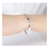 925 Silver Woman Charm Cuff Bracelet Four Leaf Clover Bangle Party Jewelry