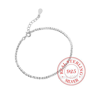925 Silver Geometric Chain Disc Bracelet Women's Jewelry Gift