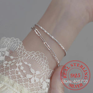 925 Silver Geometric Chain Disc Bracelet Women's Jewelry Gift