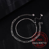 925 Silver Geometric Chain Disc Bracelet Women's Jewelry Gift