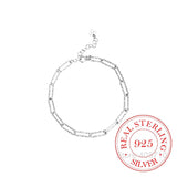 925 Silver Geometric Chain Disc Bracelet Women's Jewelry Gift