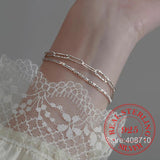 925 Silver Geometric Chain Disc Bracelet Women's Jewelry Gift