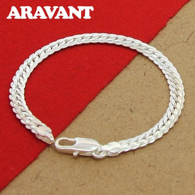 925 Silver 5MM Bracelet Chain For Men Women Jewelry