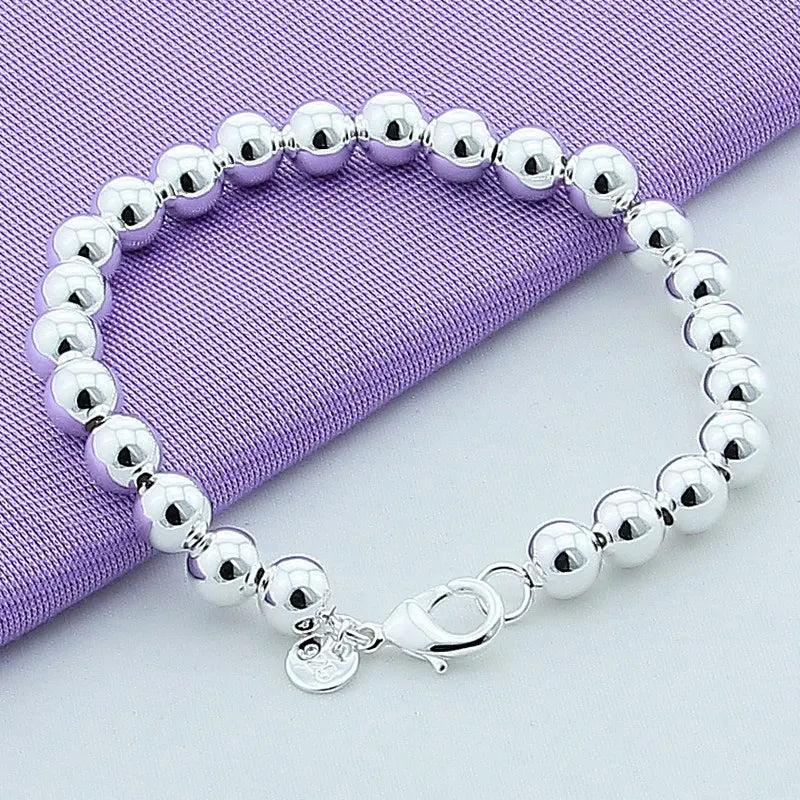 925 Silver Beads Charm Bracelet for Women Wife