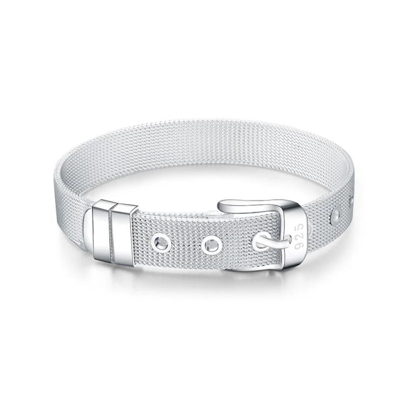 925 Sterling Silver Lucky Bracelets Cuff Charm Braided Bracelet Chain