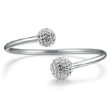 925 Silver Crystal Adjustable Bangle Cuff Bracelet