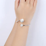 925 Silver Crystal Adjustable Bangle Cuff Bracelet