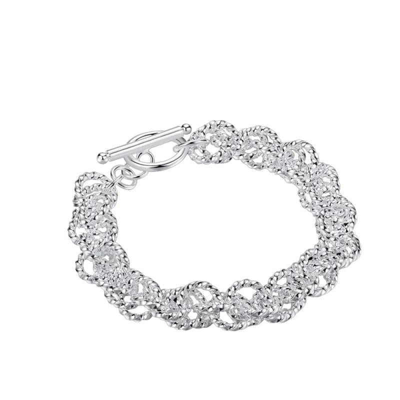 925 Silver Twisted Women's Bracelet Charm Chain Jewelry