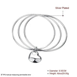 925 Silver 3 Round Love Heart Bangles Women's Bracelets Wedding Jewelry