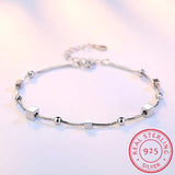 Star Cube Beads Charm Bracelet 925 Silver Double-deck Chain Anklet