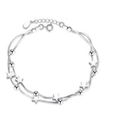 Star Cube Beads Charm Bracelet 925 Silver Double-deck Chain Anklet