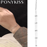 925 Silver Double Chain Zircon Bracelets for Women