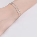 925 Silver Double Chain Zircon Bracelets for Women