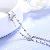 925 Silver Double Chain Zircon Bracelets for Women