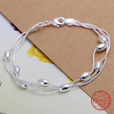 925 Sterling Silver Bead Bracelet Chain for Women Wedding