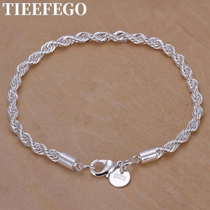 925 Silver 8-Inch Water Wave Chain Bracelet Wedding Jewelry