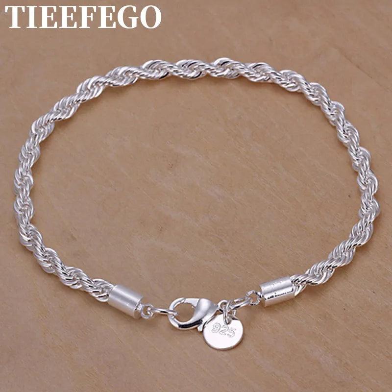 925 Silver 8-Inch Water Wave Chain Bracelet Wedding Jewelry