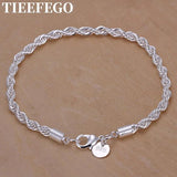 925 Silver 8-Inch Water Wave Chain Bracelet Wedding Jewelry