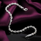 925 Silver 8-Inch Water Wave Chain Bracelet Wedding Jewelry